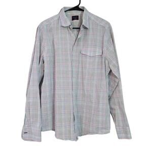 Untuckit Men's Long Sleeve Button Shirt Size Large Cotton Multicolor Plaid